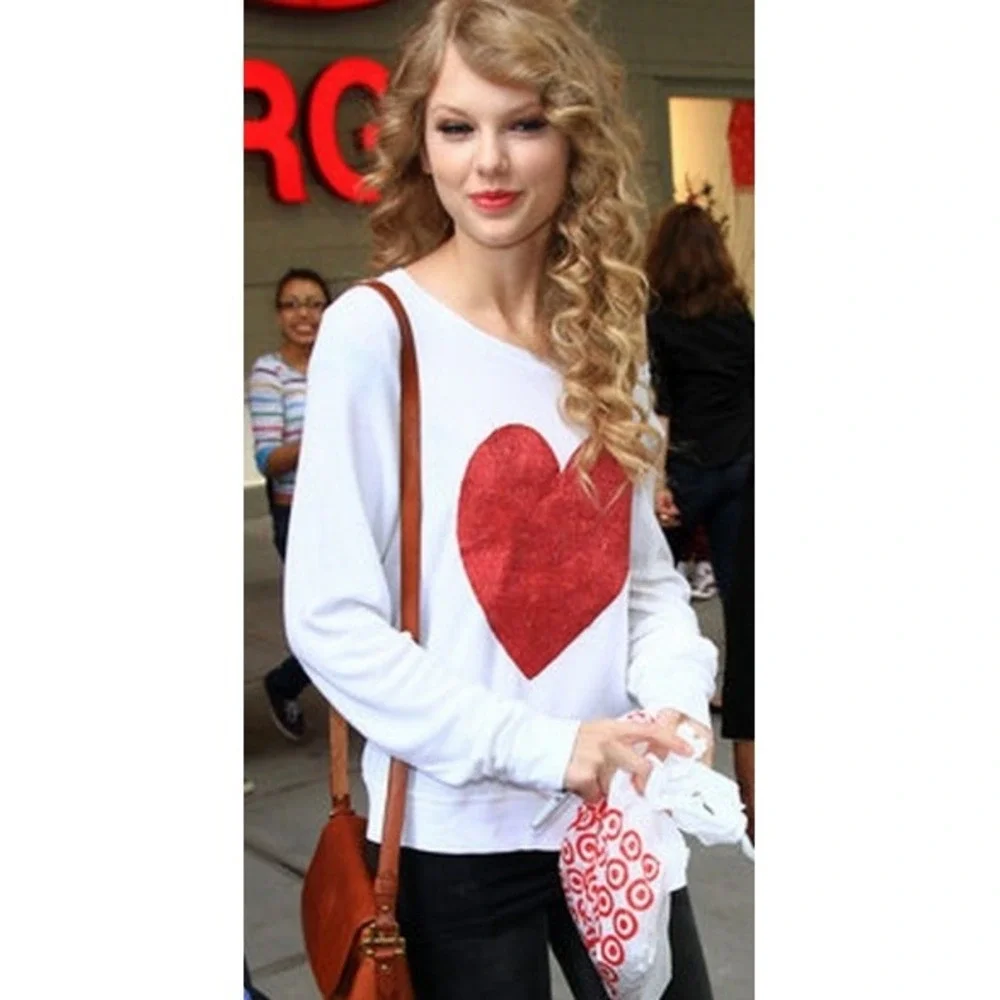 Wildfox Heart Scarf Womens White Red Taylor Swift‎ Red Era Rare Graphic